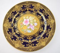 Caverswall limited edition cabinet plate, with gilt and cobalt blue decoration, LE of 100,signed W R