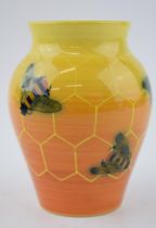 Dennis China Works vase, by Sally Tuffin, with a honeycomb and bee design, impressed and painted