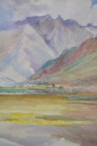 Norah Bennett watercolour of 'Lake Belov - Sonamarg', India 1921 to reverse, 22.5cmx16cm, framed and