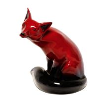 Large Royal Doulton Flambe Fox, height 23cm. In good condition with no obvious damage or