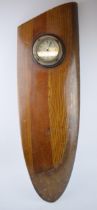 WWII Propellor tip with brass edging with Smiths P H 23,481 clock. Wall mountable. Length 76cm,