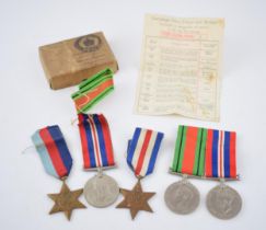 A collection of World War Two medals to include The Defence Medal, the 1939-1945 medal, The France