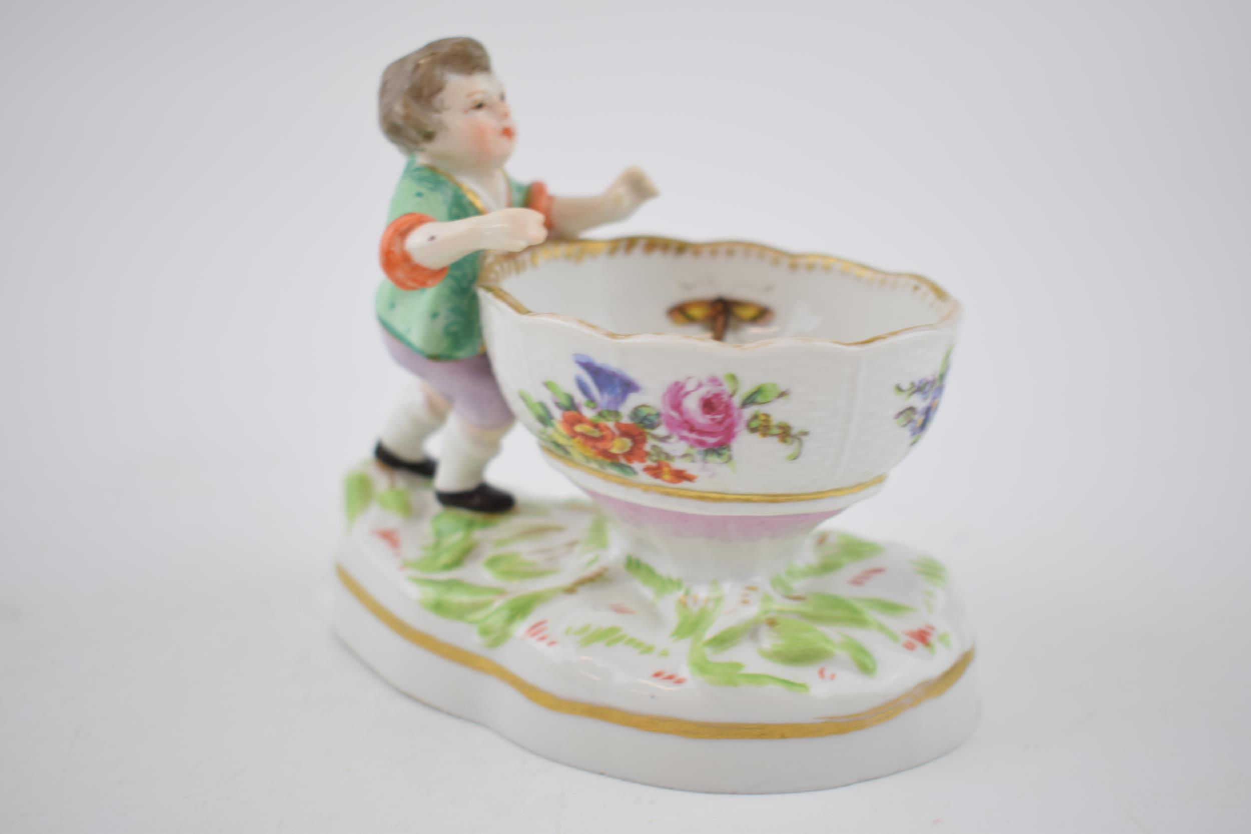 Early 20th century Meissen figure 'Cupid Carving His Bow', 11cm wide, with incised marks, together - Image 5 of 7