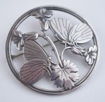 Georg Jenson Danish brooch in sterling silver, design number 283 Midnight Blossom. Diameter 5.5cm.