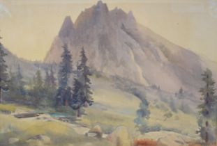 Norah Bennett watercolour 'Views in Sonamarg Starting Our Trek', India 1921 to reverse, 23cmx34cm,