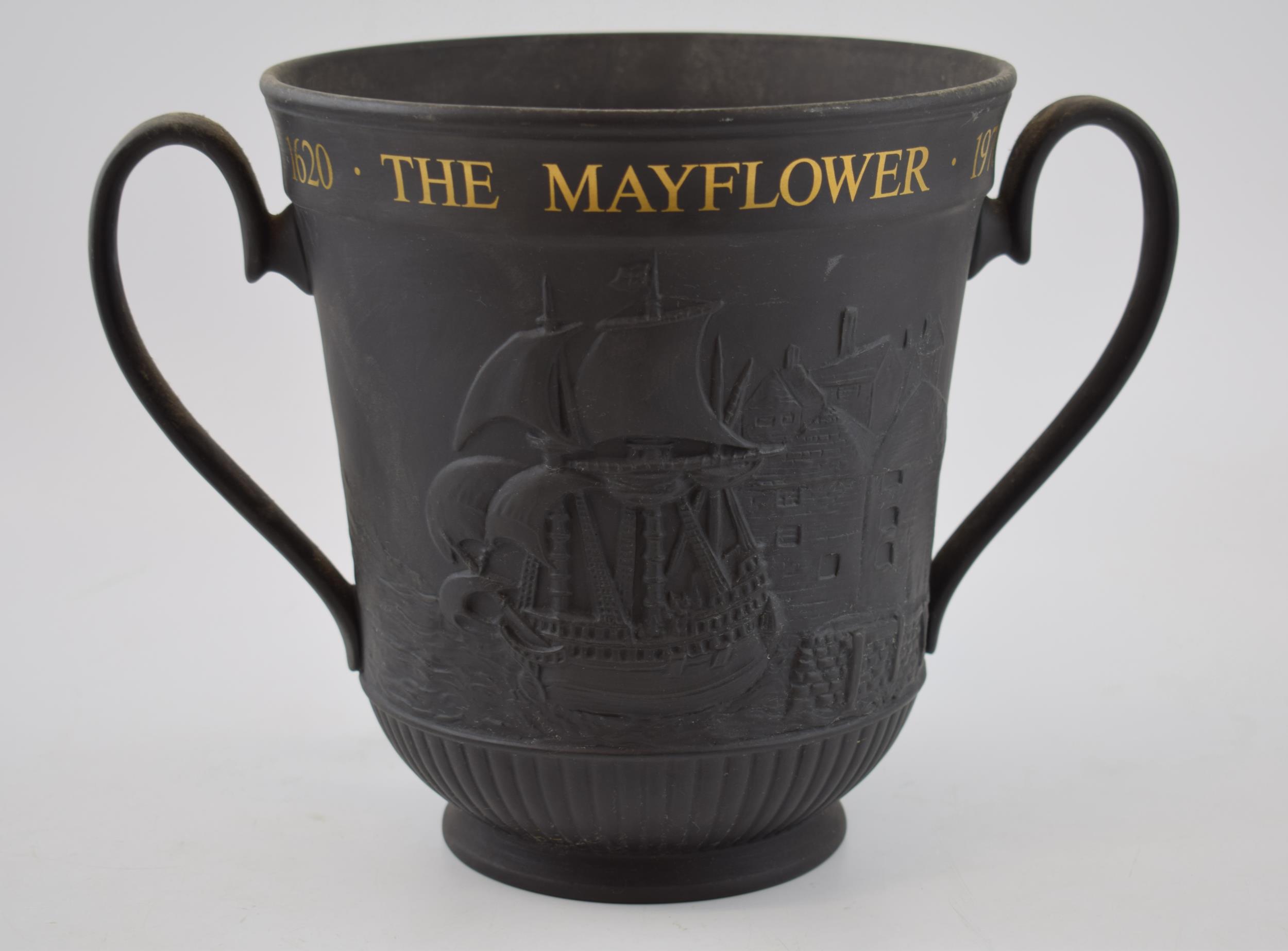 Royal Doulton Limited Edition Black Basalt 'The Mayflower' loving cup, 21cm tall. In good