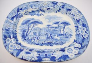 An early 19th century blue and white transfer-printed Don Pottery Named Italian Views series large