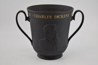 Royal Doulton Limited Edition Black Basalt 'Charles Dickens' loving cup, 21cm tall, with