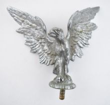 A chrome plated car mascot in the form of an eagle with spread wings, 16cm wide.