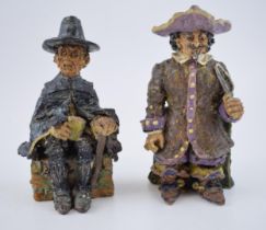 E J Bailey studio pottery figures, Hackney Coachman signed EJB together with 15th Century Puritan