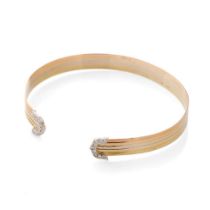 Vintage 18ct gold Cartier trilogy cuff bangle, with original marks and import hallmarks for 1990,
