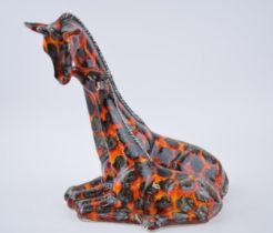 Anita Harris Art Pottery pair of giraffes decorated in the Hot Coals pattern, 26cm tall. In good