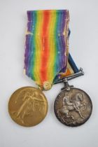 World War One pair of medals to include silver 1914-1918 medal and 'The Great War for