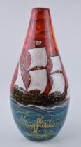 Anita Harris Art Pottery peardrop vase, decorated with the Mayflower 1620, limited edition, this