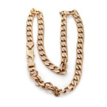 9ct gold curb link necklace / chain, 50.5cm long, 65.0 grams.