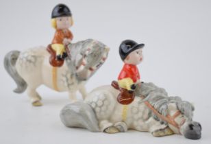 Beswick Thelwells in grey to include Kickstart and Angel on Horseback (2). In good condition with no