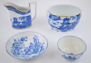 A group of late 18th, early 19th century blue and white transfer-printed Coalport porcelain, c.