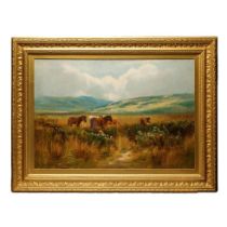 Henry Hadfield Cubley (1858-1934): an oil on canvas of 'Welsh Ponies near Duffryn', signed bottom