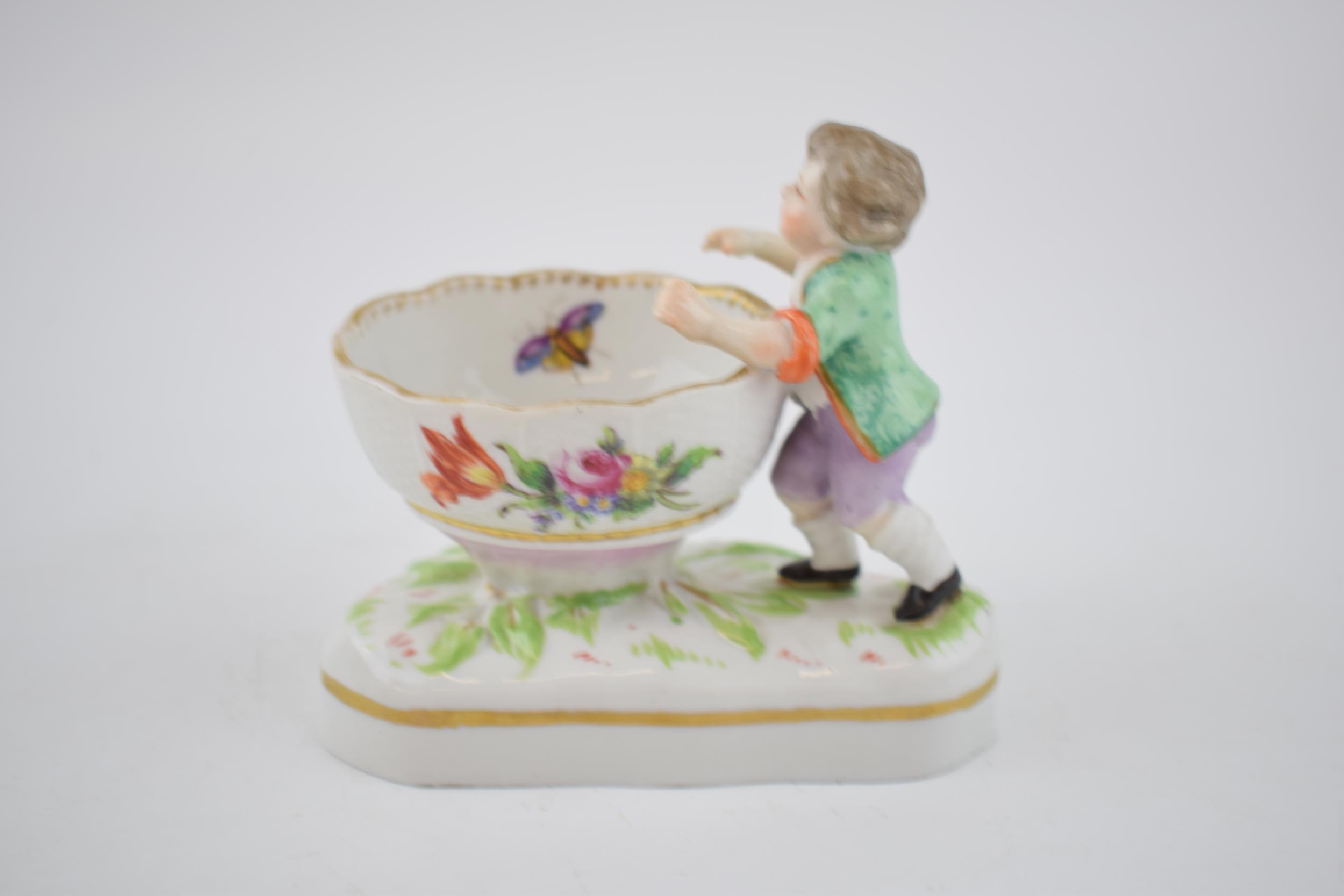 Early 20th century Meissen figure 'Cupid Carving His Bow', 11cm wide, with incised marks, together - Image 6 of 7