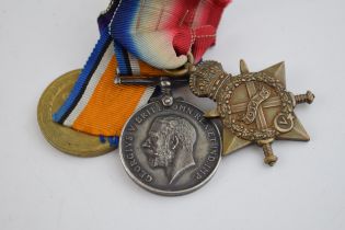 A trio of World War medals to include 1914-1915 star, 1914-18 silver medal and the Great War