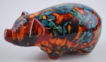 Anita Harris Art Pottery abstract pig, 21cm long, signed by Anita. In good condition with no obvious