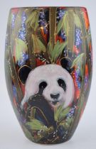 Anita Harris Art Pottery vase, decorated with a panda amongst bamboo, 24cm tall, signed by Anita. In