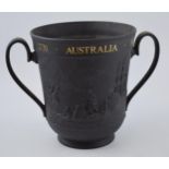 Royal Doulton Limited Edition Black Basalt 'Captain Cook' loving cup, 21cm tall, with certificate.