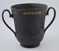 Royal Doulton Limited Edition Black Basalt 'Captain Cook' loving cup, 21cm tall, with certificate.