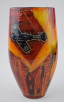 Early Anita Harris Art Pottery vase, decorated with a spitfire, 24cm tall, signed by Anita. In