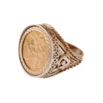 FULL sovereign ring, loose mounted in a 9ct gold hallmarked ring mount. Ring size W. Gross weight