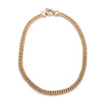 9ct gold ornate rope-effect chain / necklace, 45cm long, hoop clasp, 33.2 grams.