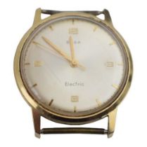 Saga gentleman's electric wristwatch, SAGA Electric Watch by TIMEX. Model 84.. Silvertone face,