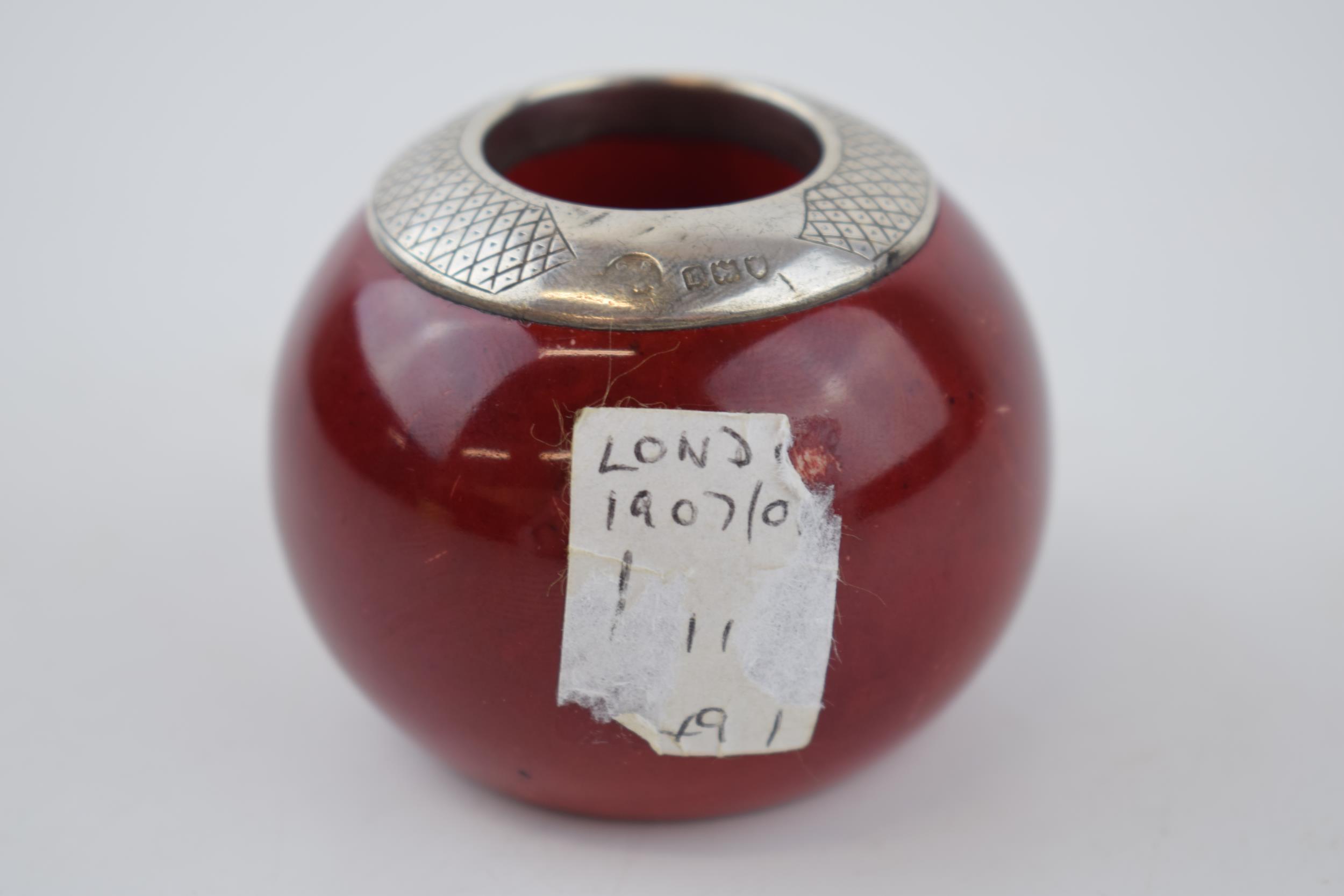 Royal Doulton flambe match holder and striker, London 1907, 6.5cm diameter. Good condition, - Image 2 of 3