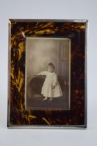 Edwardian silver and tortoiseshell (or similar) photo frame, Birmingham 1902, 20cm tall.