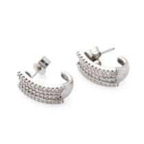 Diamond and 9ct white gold earrings containing a total of 48 small diamonds in EACH earring. Despite