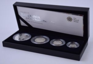 Royal Mint 2011 Britannia silver proof four coin set, boxed with certificate.