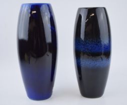 A near pair of Alan Clarke Studio vases with abstract design, 30cm tallest (2). In good condition