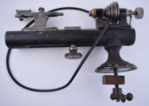 A watchmakers lathe possibly by Boley. Length 31cm. In original usable condition, damage to the