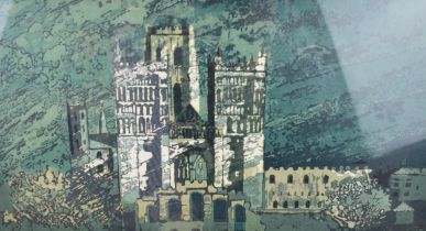 Norman Wade 'Durham Cathedral' signed limited edition screen print. 82/100, 1973. 50cm x 31cm. In