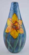 Early Anita Harris Art Pottery peardrop vase, decorated with a Dafodil, 40cm tall, signed by