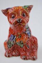 Anita Harris Art Pottery floral dog,, '1st trial', 15.5cm tall, signed by Anita. In good condition