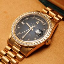 18ct yellow gold Rolex Oyster Perpetual Day-Date gentleman's wristwatch with blue dial, 18ct gold