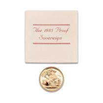 FULL proof sovereign gold coin 1983, with certificate.