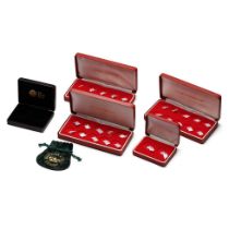 A collection of coin display cases to include 2 x 10 full sovereign cases, a 10 half sovereign