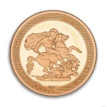 Piedfort FULL gold sovereign coin 15.97g, 2017, with wooden case, inner and outer box, numbered
