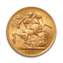 FULL sovereign gold coin, George V, 1925. Mint mark SA for South Africa.