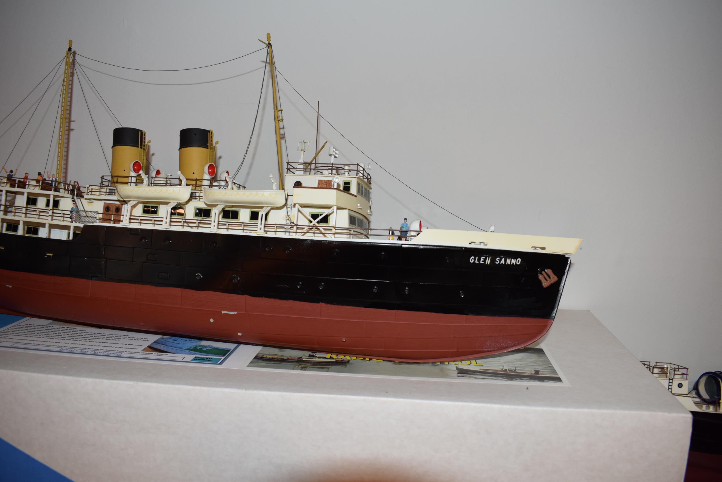 Model Boat, Kit built model of the 'Glen Sanno', dual funnel passenger ferry. Detailed rigging and - Image 2 of 8