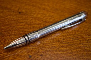 Montblanc chunky stainless steel ballpoint pen, new genuine Montblanc refill, s/n NDL33966L,