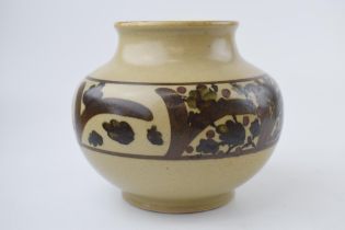 Bullers studio pottery, pot in cream and brown glaze by Agneta Hoy. Feint signature to base.