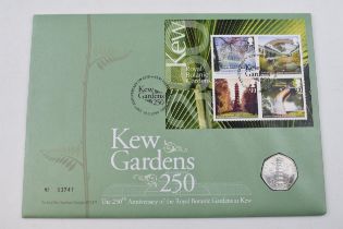 Royal Mint 2009 Kew Gardens 250th Anniversary 50 pence coin first day cover.
